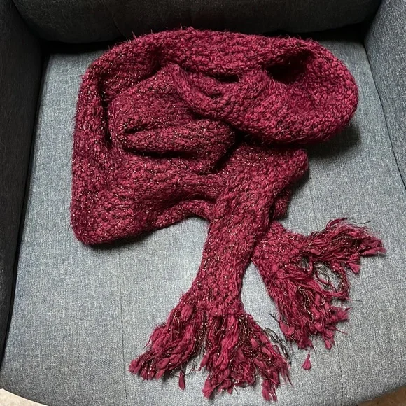 Anthropologie TinselKnit Scarf- Wine Merry Red - Picture 6 of 10